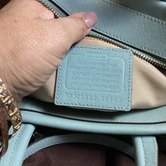 Coach Bleecker Mini Riley Carryall Leather Satchel Duck Egg Blue 30146 - Picture 7 of 8